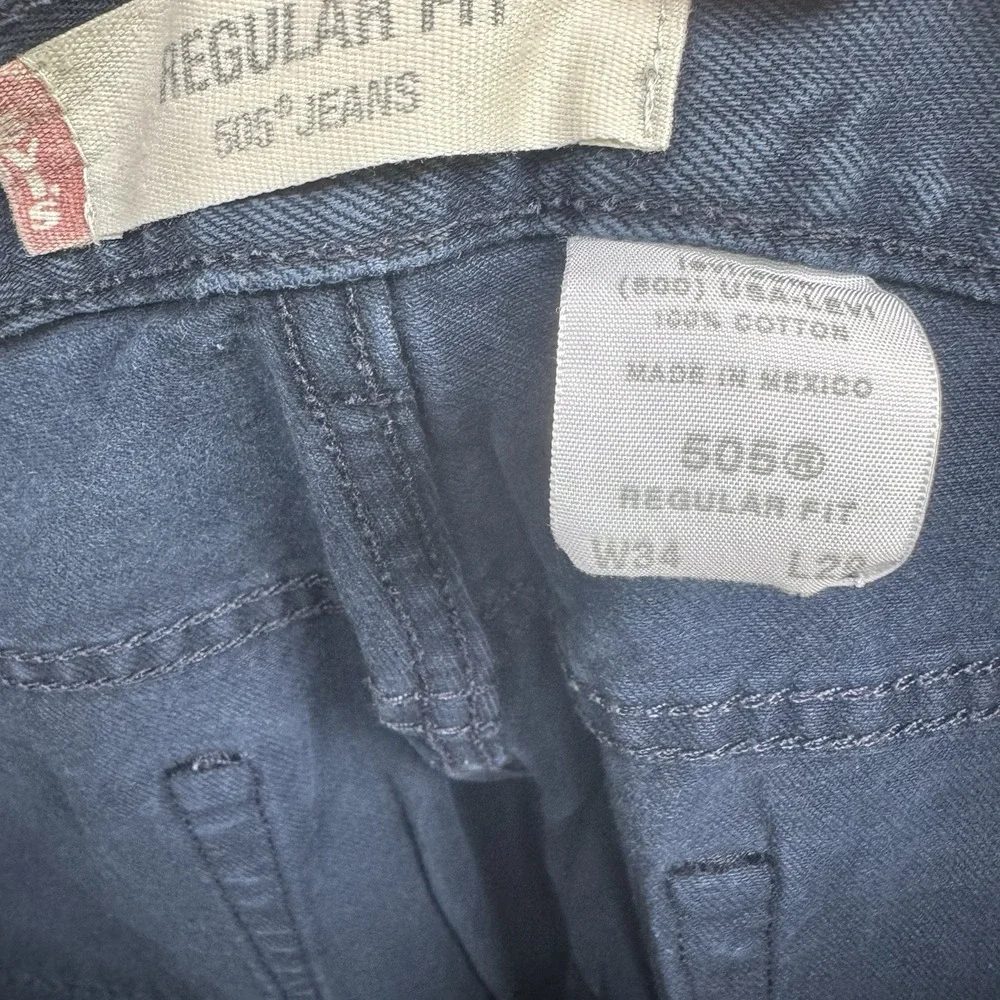 Levis 505 Jeans Men s Stretch Regular Fit Zip Navy 34x30